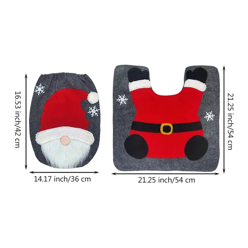 conjunto de banheiro de natal com gnomos, capa de vaso e tapete - foto 2