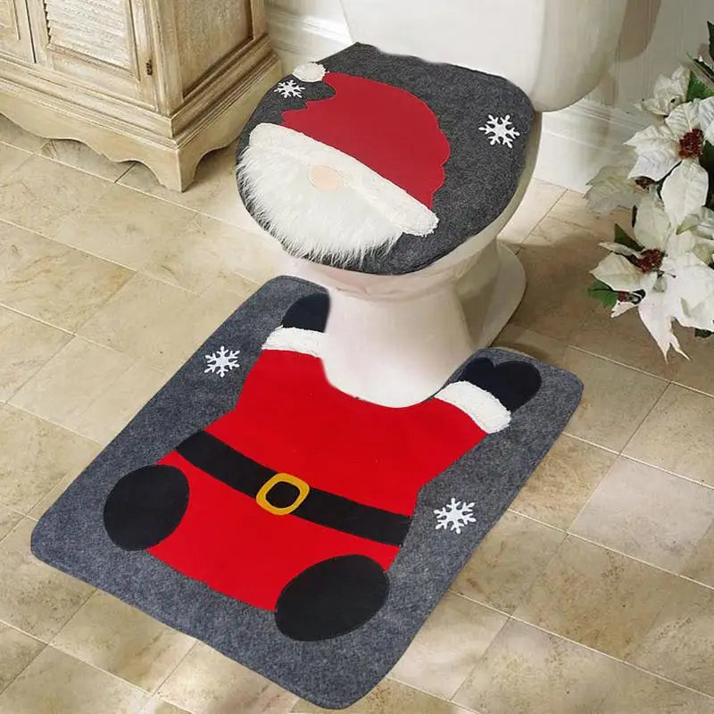 conjunto de banheiro de natal com gnomos, capa de vaso e tapete - foto 3