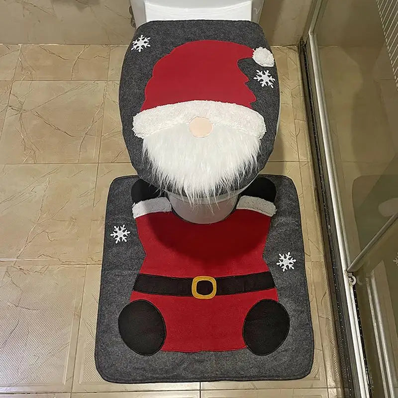 conjunto de banheiro de natal com gnomos, capa de vaso e tapete - foto 4