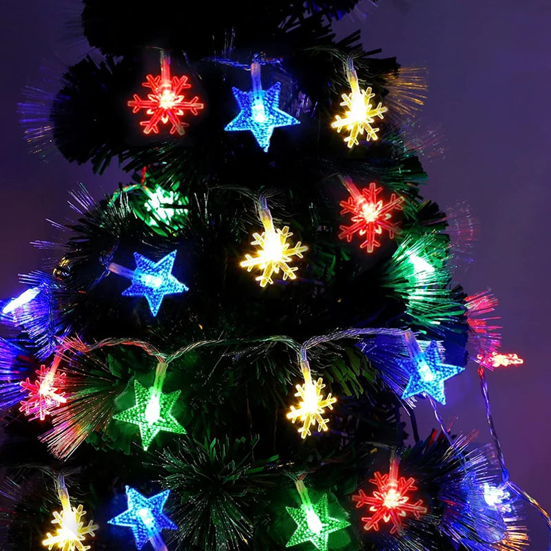 cordão de luzes de natal com figuras de árvores e renas - foto 16