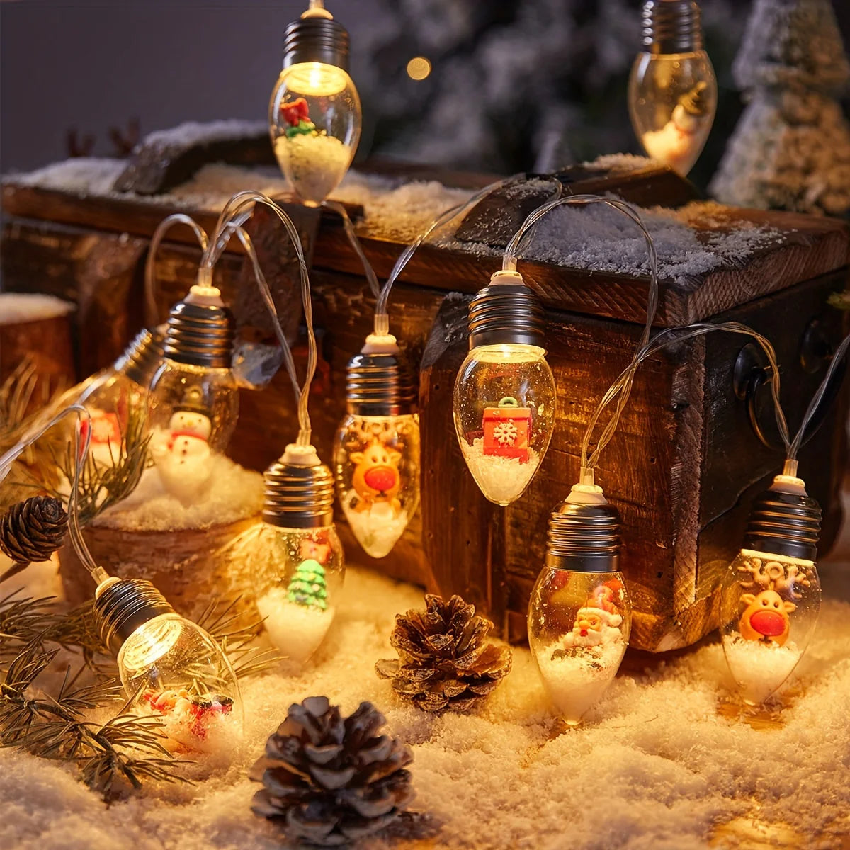 cordão de luzes led com tema de neve - foto 4