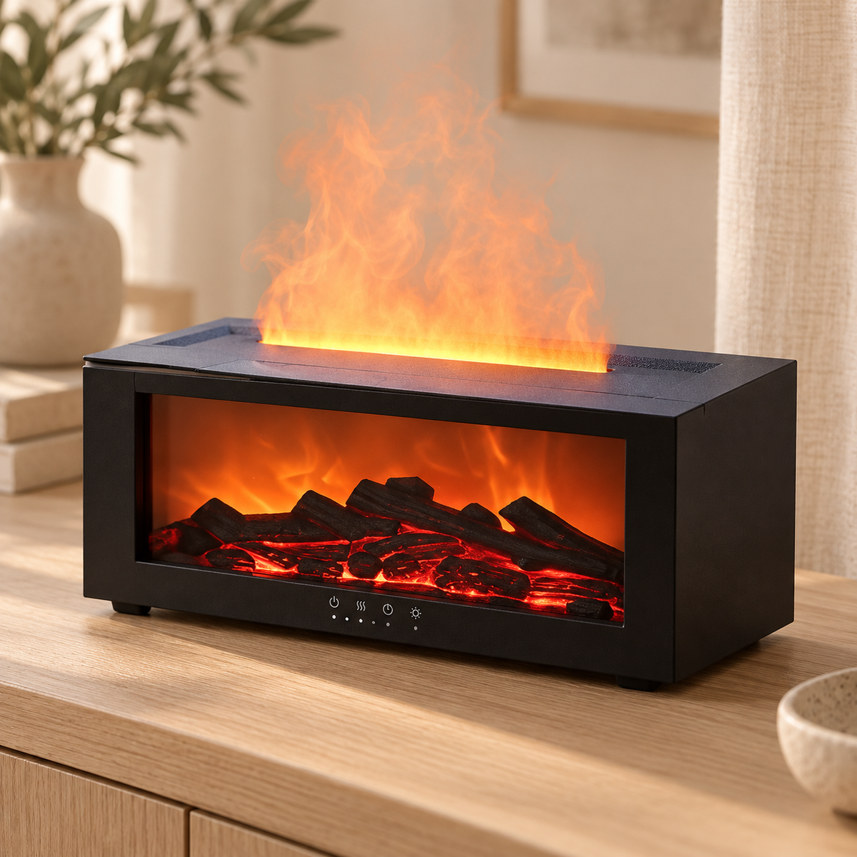 difusor de aromas com efeito de chama 3d e luz led