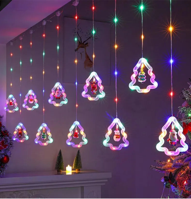 enfeite luminoso de natal com papai noel em led aceso - foto 3