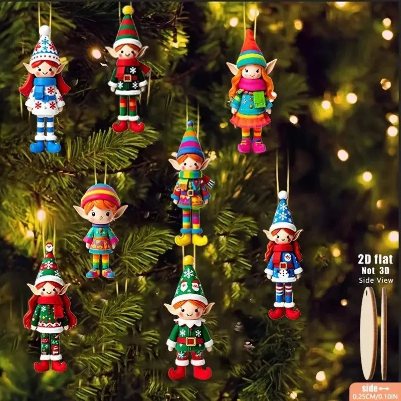 enfeites de natal elfos em madeira coloridos - foto 2