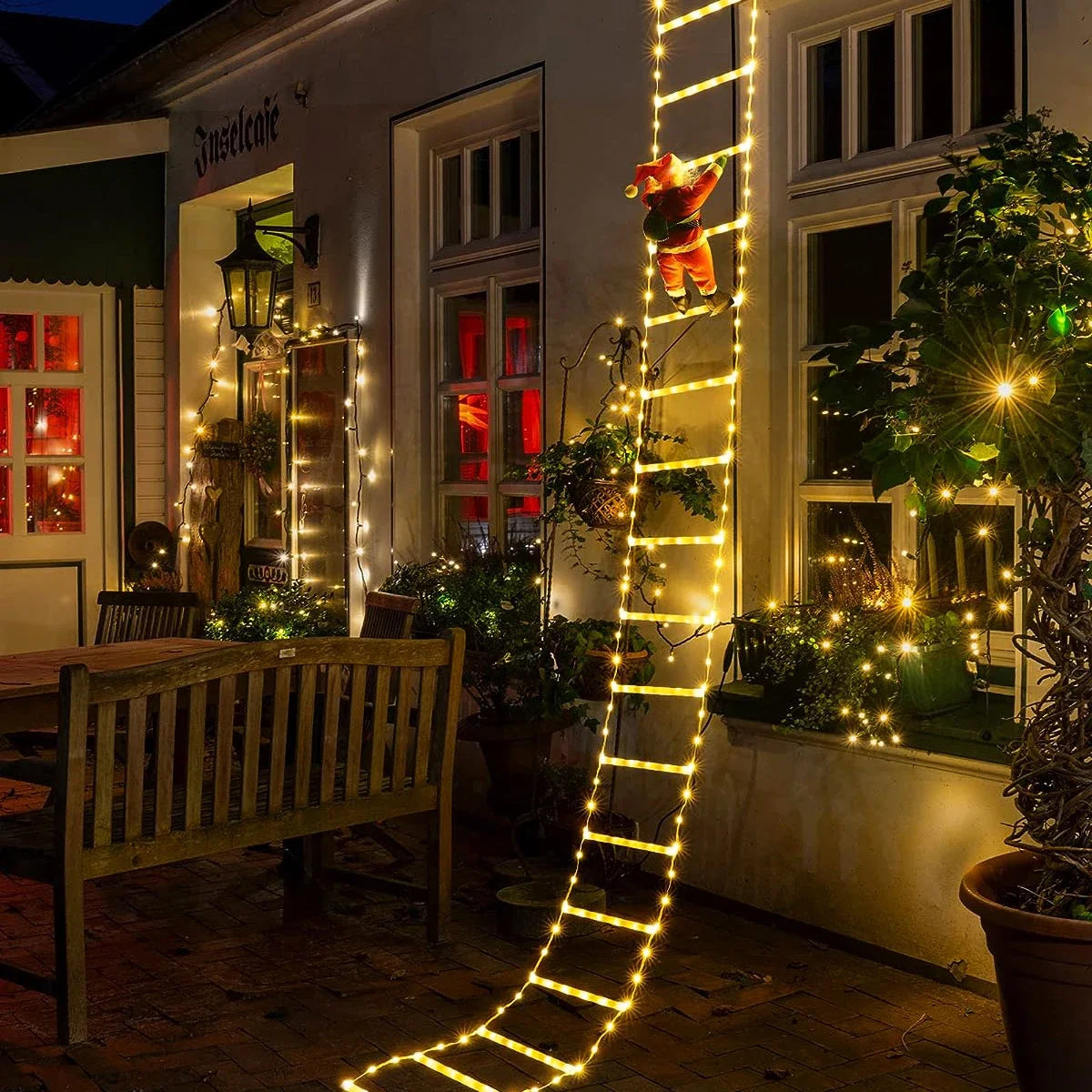 escada de natal iluminada com papai noel de 3 metros - foto 6