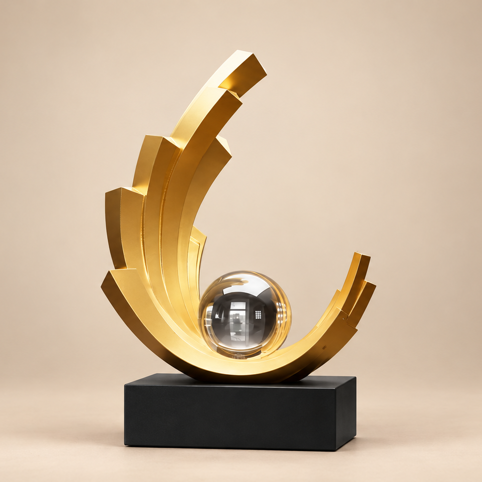 escultura decorativa com iluminação interna suave acesa