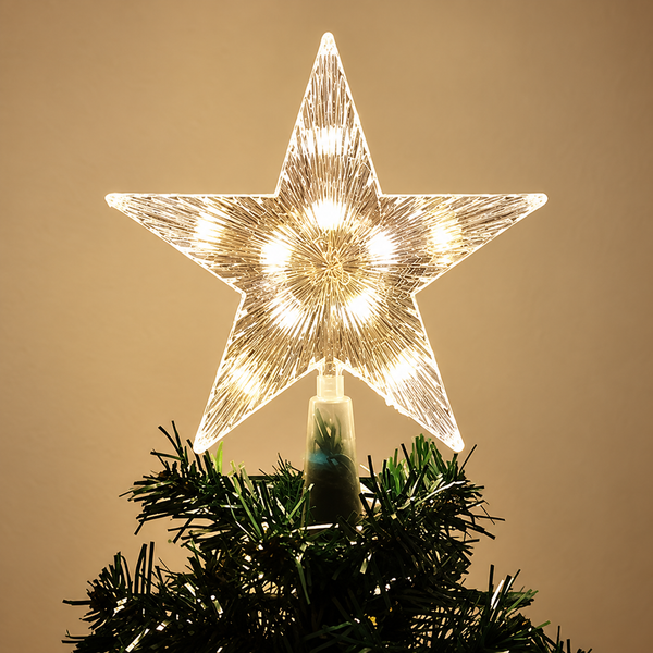 estrela de natal brilhante de 15 cm no topo da árvore