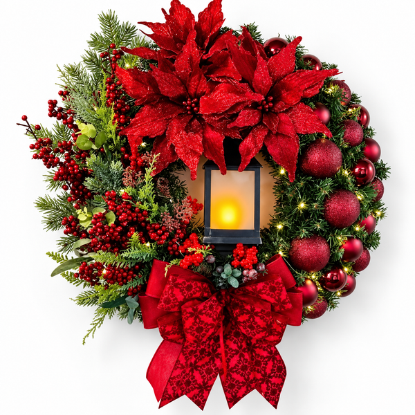 guirlanda de natal com led de 45 cm na porta