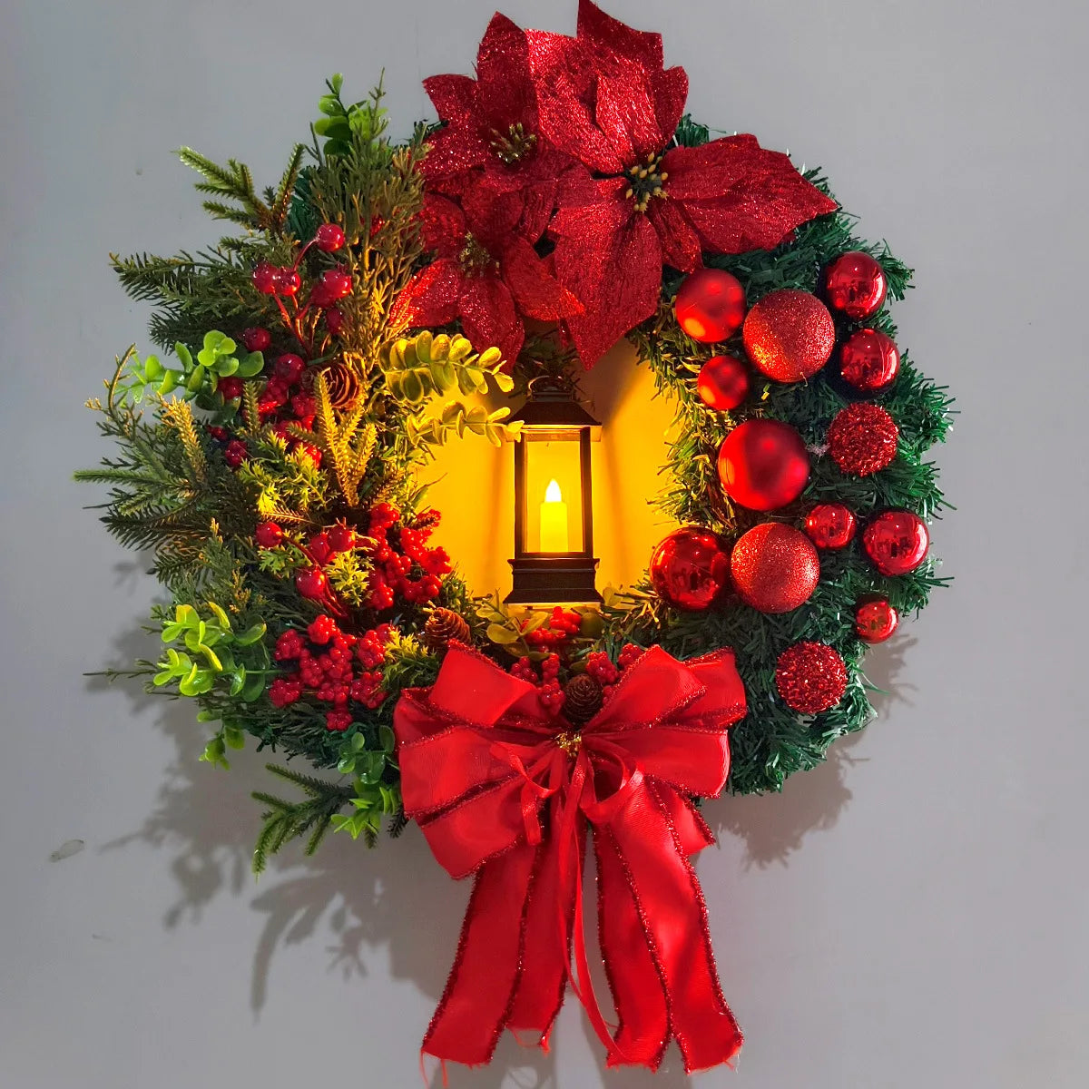 guirlanda de natal com led de 45 cm na porta - foto 5