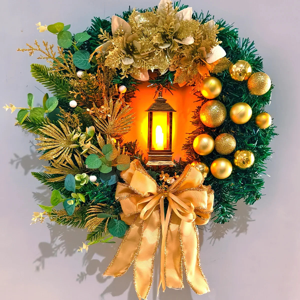 guirlanda de natal com led de 45 cm na porta - foto 8