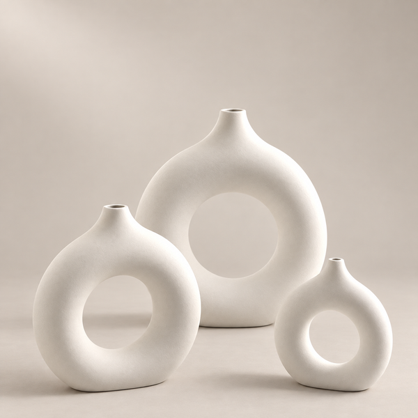 kit com três vasos donut estilo nórdico