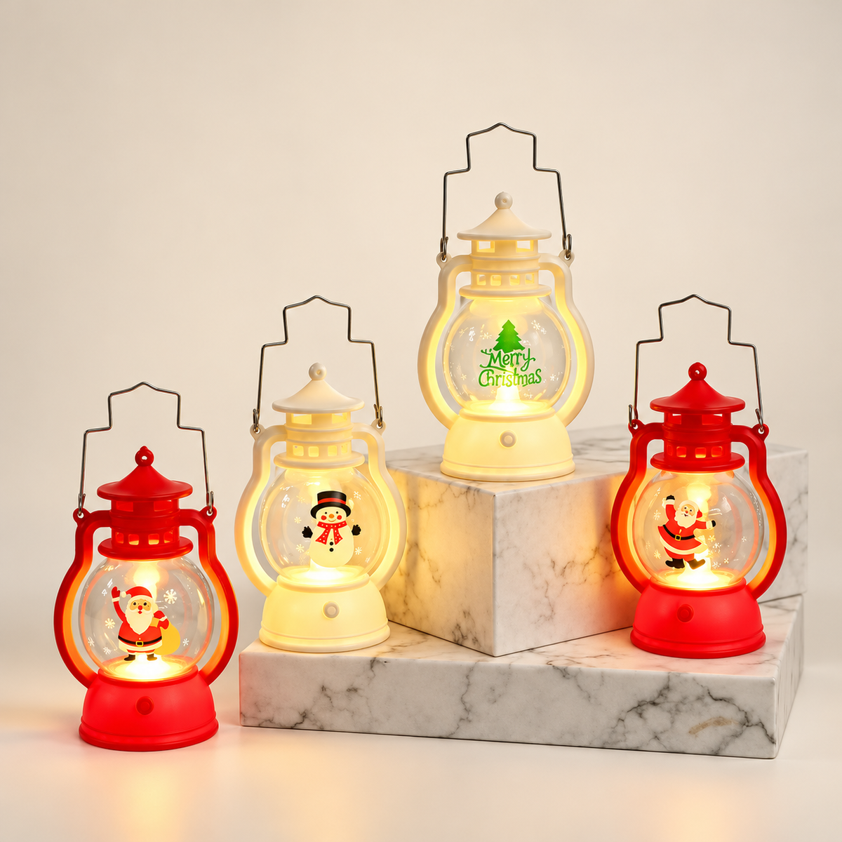 lanterna decorativa de natal com luz led acesa