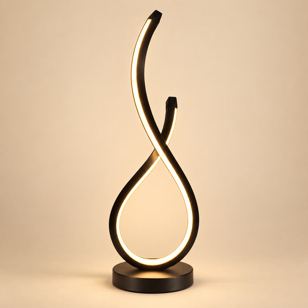 luminária de mesa espiral led acesa