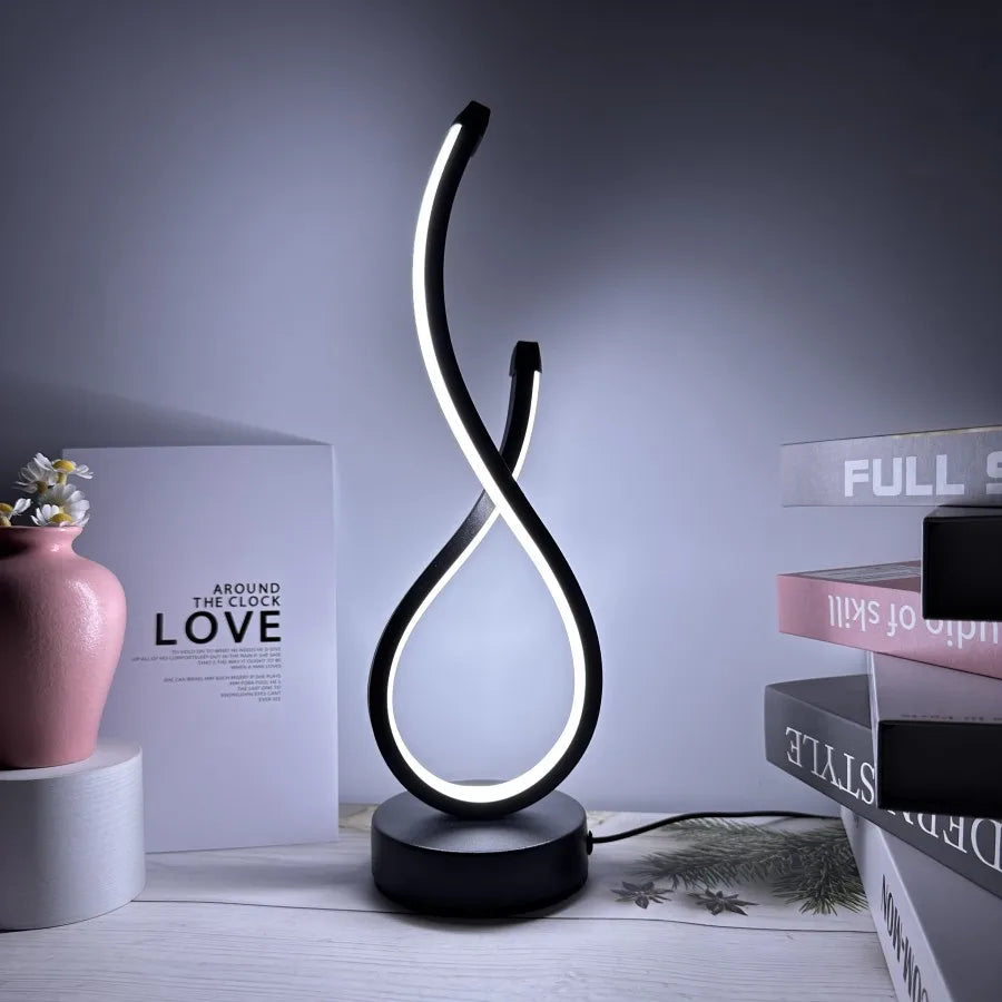 luminária de mesa espiral led acesa - foto 3
