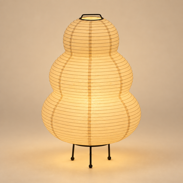 luminária de mesa japonesa led com três tons de luz na cabeceira