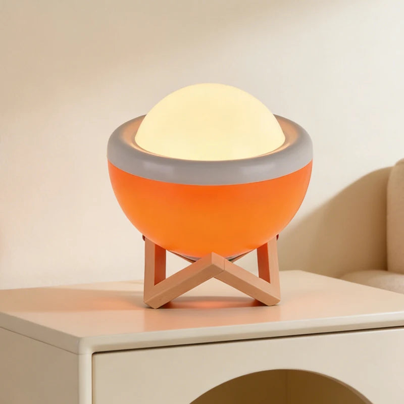luminária de mesa em formato de tulipa acesa