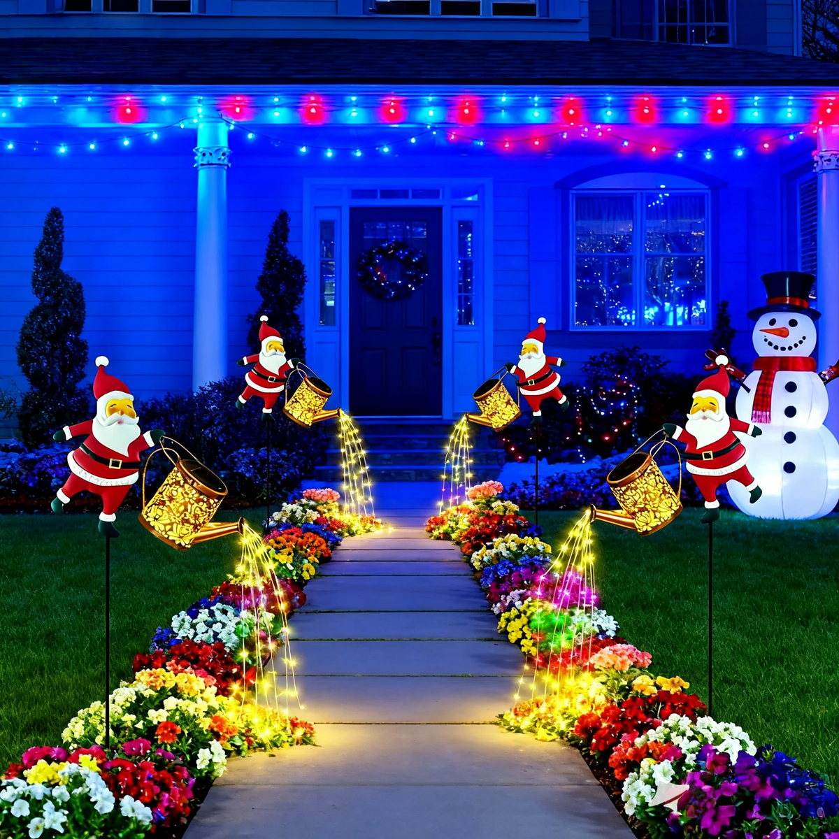 papai noel solar com chaleira mágica e led aceso - foto 4