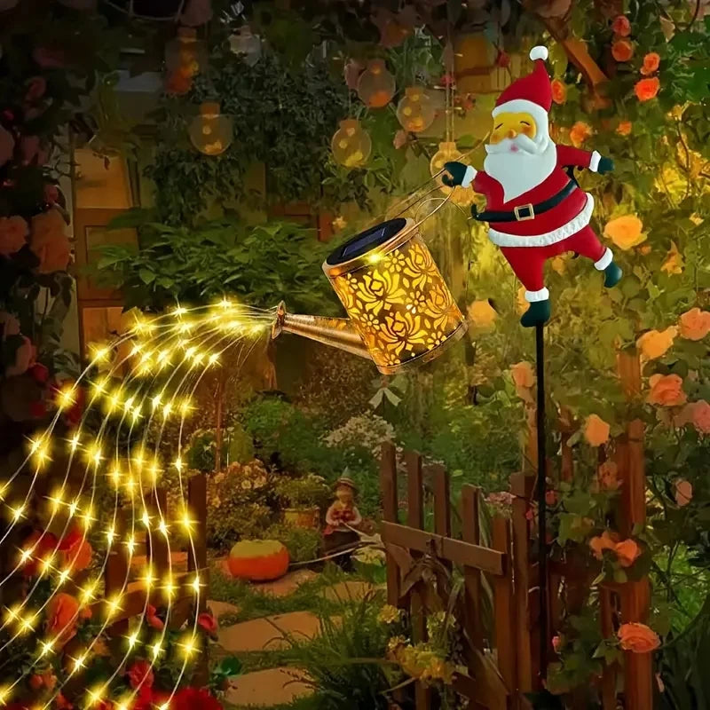 papai noel solar com chaleira mágica e led aceso - foto 5