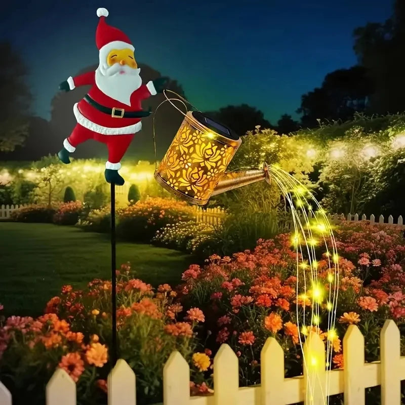 papai noel solar com chaleira mágica e led aceso - foto 6