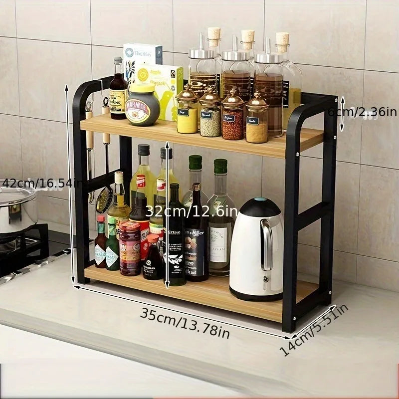 prateleira de bancada em metal com dois níveis na cozinha - foto 3