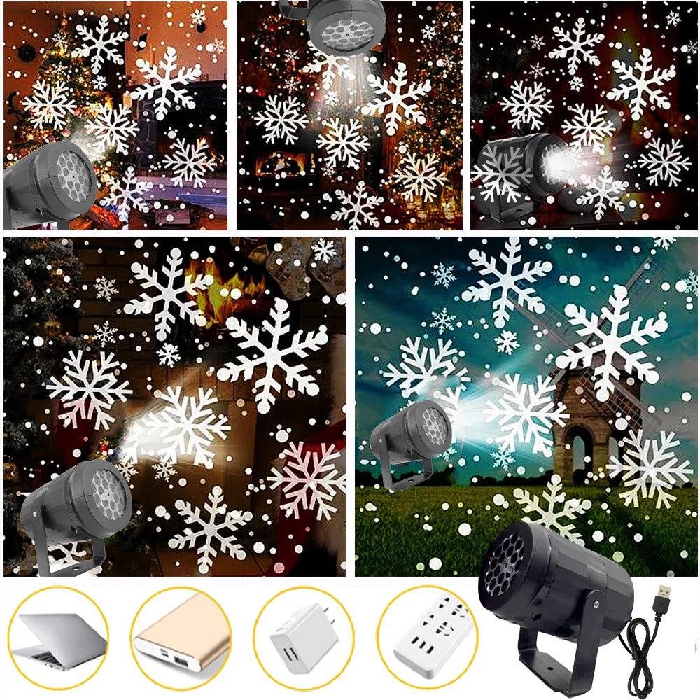 projetor de natal com flocos de neve na parede - foto 4