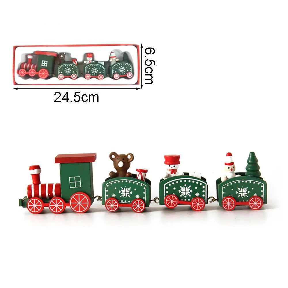 trem de natal decorativo em madeira sobre aparador - foto 3