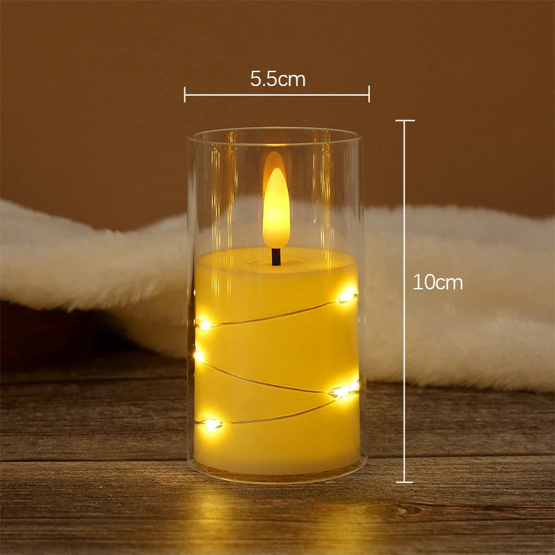 conjunto de três velas led com chama realista e fios de cobre - foto 6