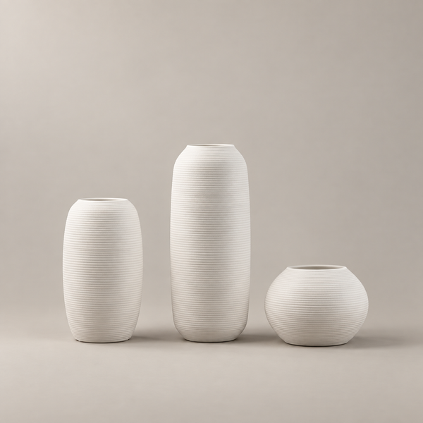 vaso de cerâmica minimalista branco escovado