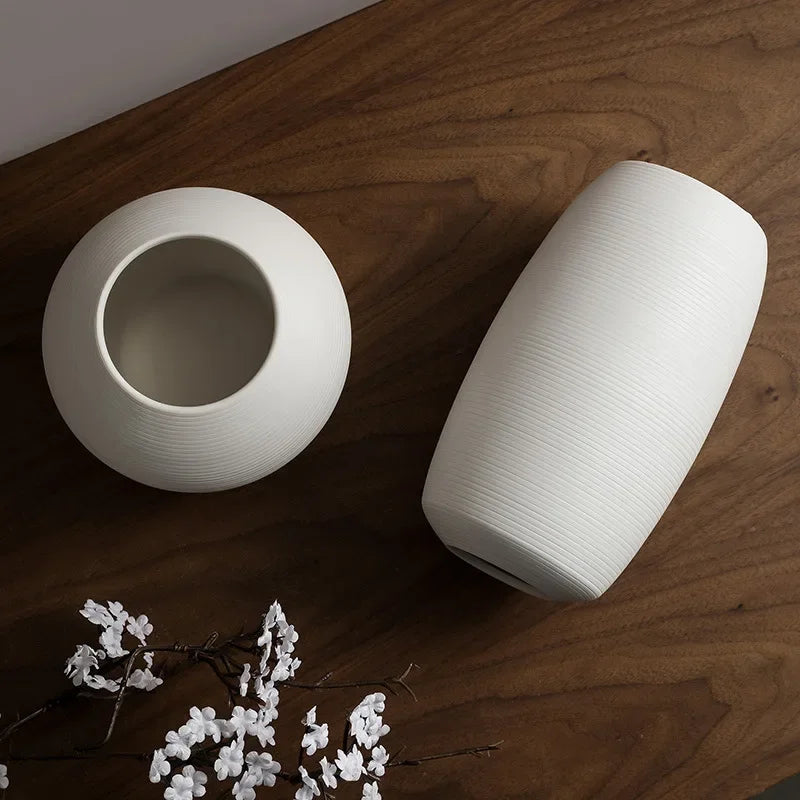 vaso de cerâmica minimalista branco escovado - foto 4