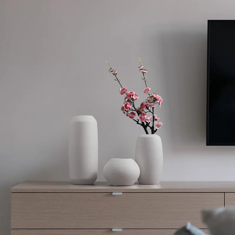 vaso de cerâmica minimalista branco escovado - foto 9