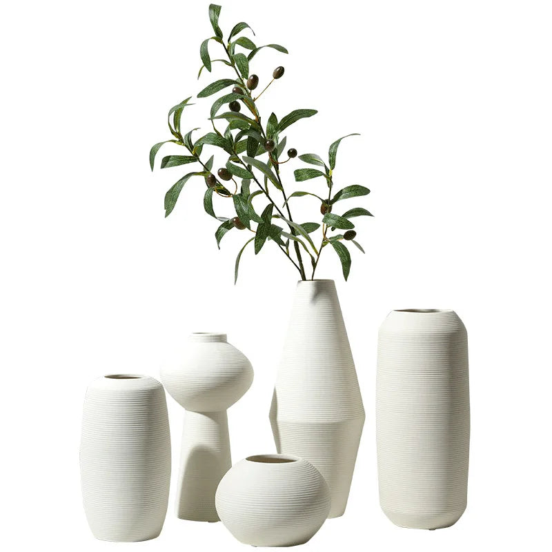 vaso de cerâmica minimalista branco escovado - foto 11