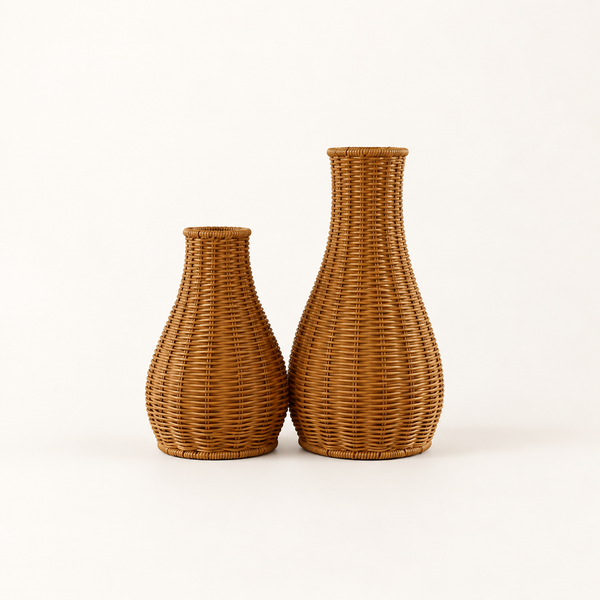 vaso decorativo com aparência de rattan