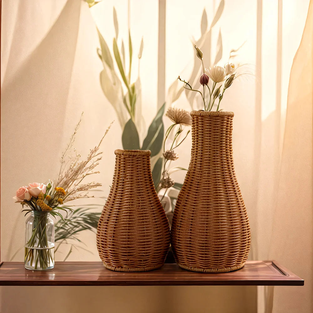 vaso decorativo com aparência de rattan - foto 2