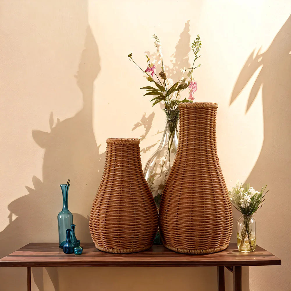 vaso decorativo com aparência de rattan - foto 3