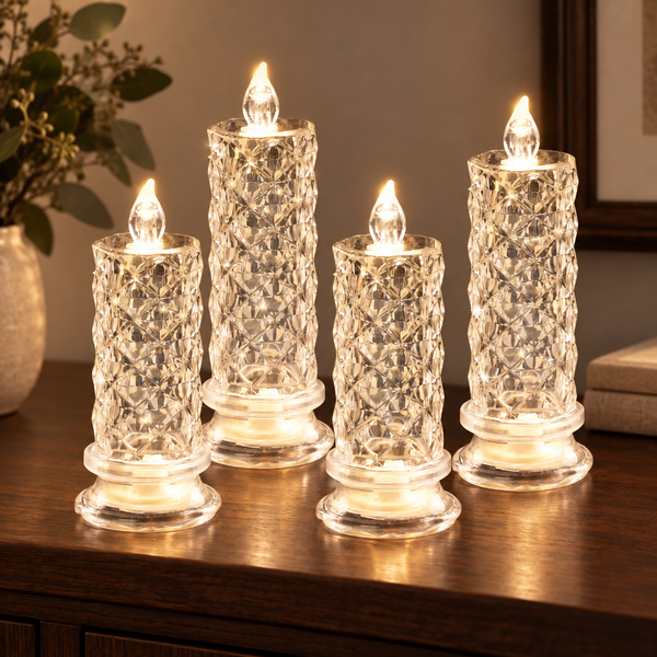 velas led sem chama com visual de cristal