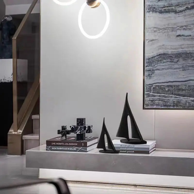 conjunto de dois veleiros decorativos de resina - foto 3